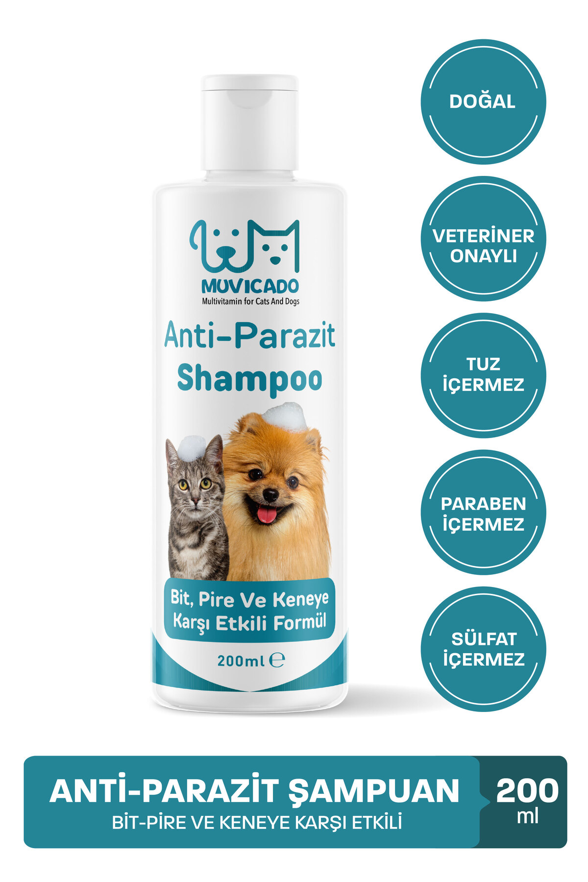 muvicado Kedi Köpek Parazit Şampuanı Bit Pire Parazit Kene Damlası Tarağı Tasması İle Kullanım