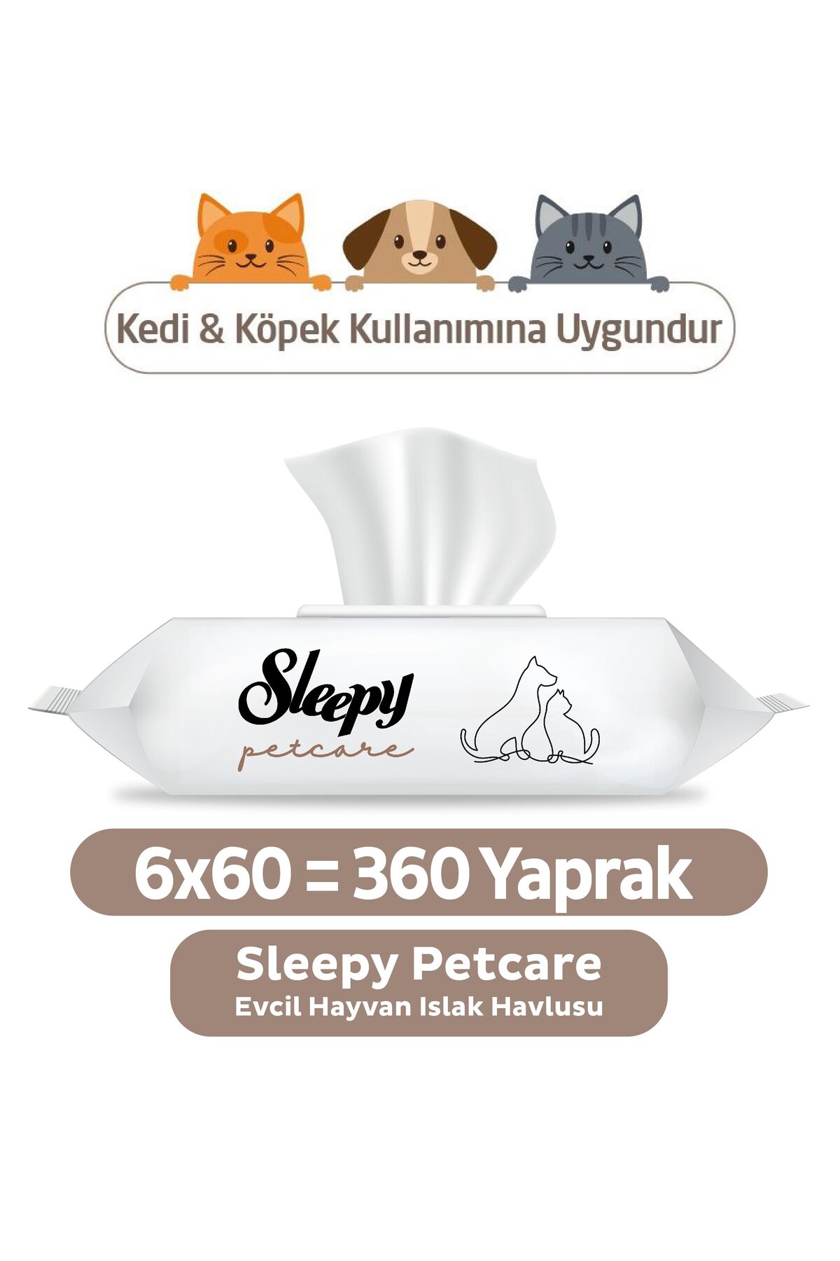 Sleepy Petcare Evcil Hayvan Islak Havlusu 60 Yaprak