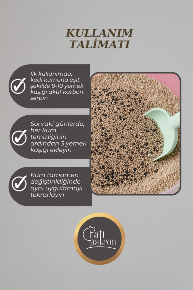 Patipatron Aktif Karbon Granül 500 GR – Kedi Kumu Koku Giderici ve Önleyici | Doğal Koku Hapseden Granül - Görsel 2