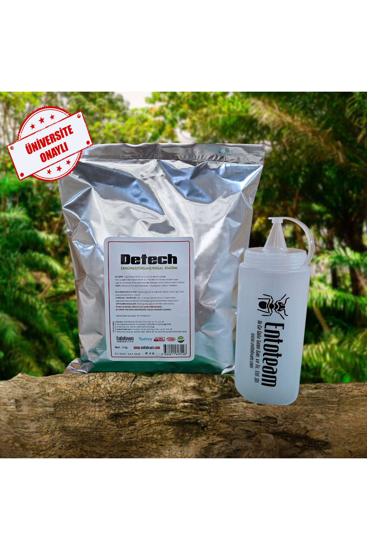 DETECH Doğal Diatom Tahtakurusu, Bit ve Parazit Tozu 1 Kg + Püskürtücü / Zehirsizdir