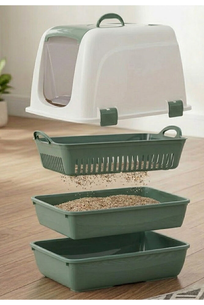 Petozi Elekli Kapalı Kedi Tuvaleti Xl Boy 40x37,5x50 Cm ( Kürek Hediyeli)