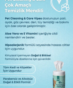 Alternative view of Vitexpert Evcil Hayvan Pati Tüy Kulak Göz Temizleme ve Bakım Kedi Köpek Mendili Hijyenik Islak Mendil 50 Adet