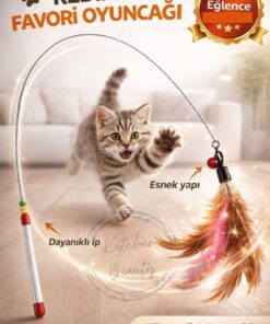 Kitchen Beauty Kedi Oyun Oltası 90 Cm Renkli Tüylü Kedi Oyuncağı