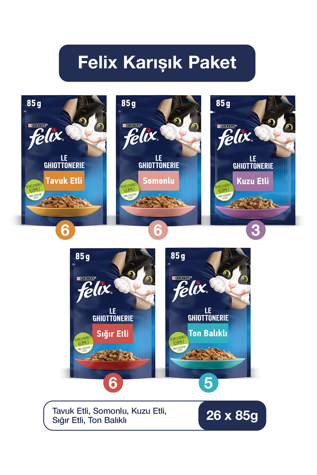 FELIX Karışık Paket Pouch Kedi Konservesi 26 x 85 gr - Görsel 3