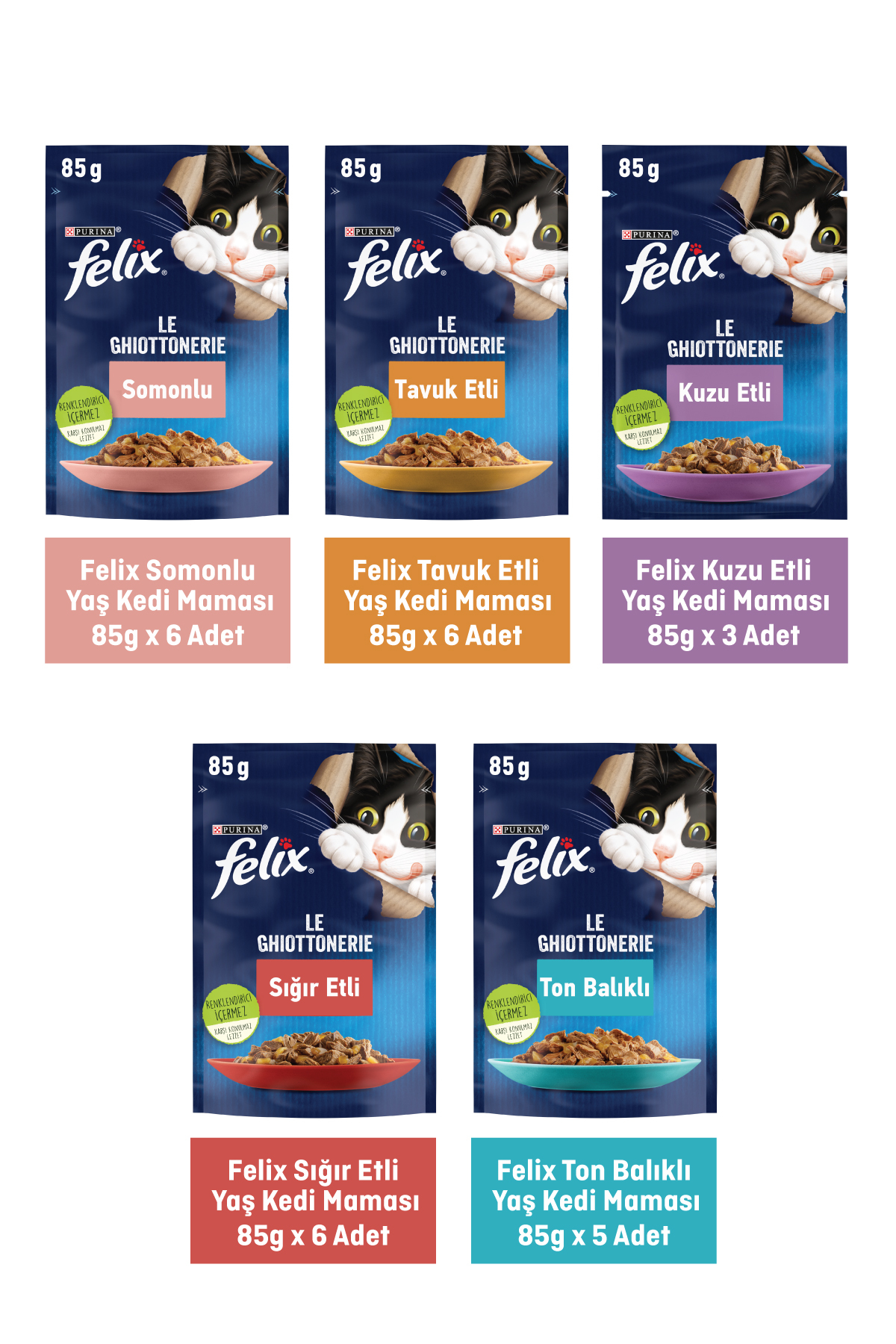 FELIX Karışık Paket Pouch Kedi Konservesi 26 x 85 gr