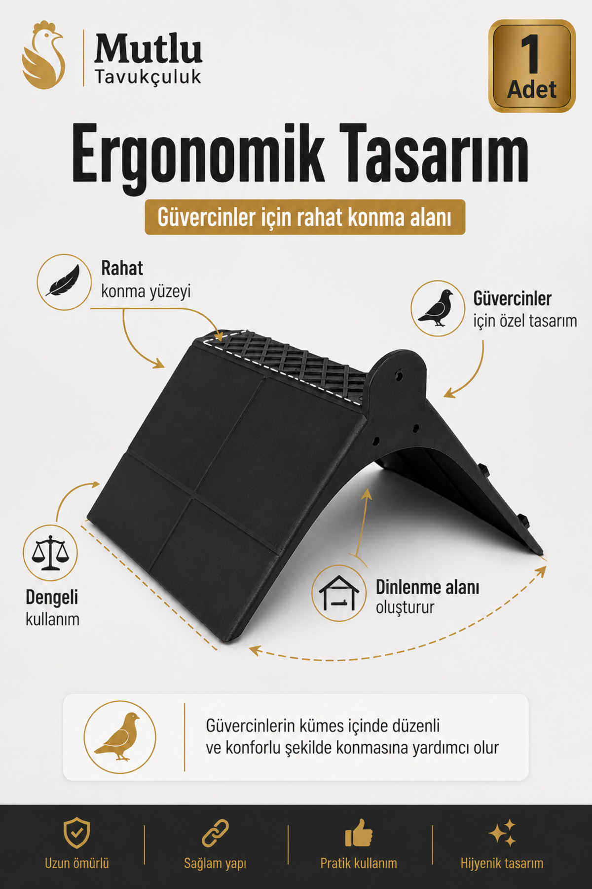 mutlu tavukçuluk Güvercin Tünek Bekar Tüneği 1 Adet Plastik Duvar Tipi Bekar Tüneği Güvercin Konma Aparatı - Görsel 3