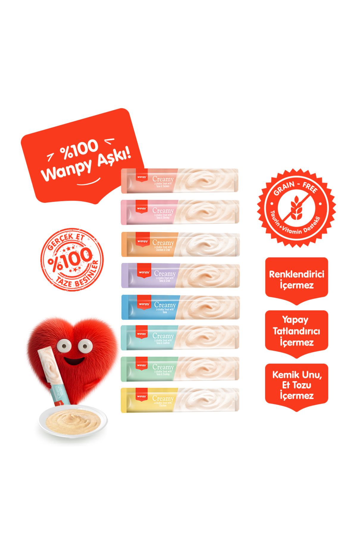 Wanpy Krema Kedi Ödül Maması 14gr (40 Adet) (Karışık Çeşitli) - Görsel 3