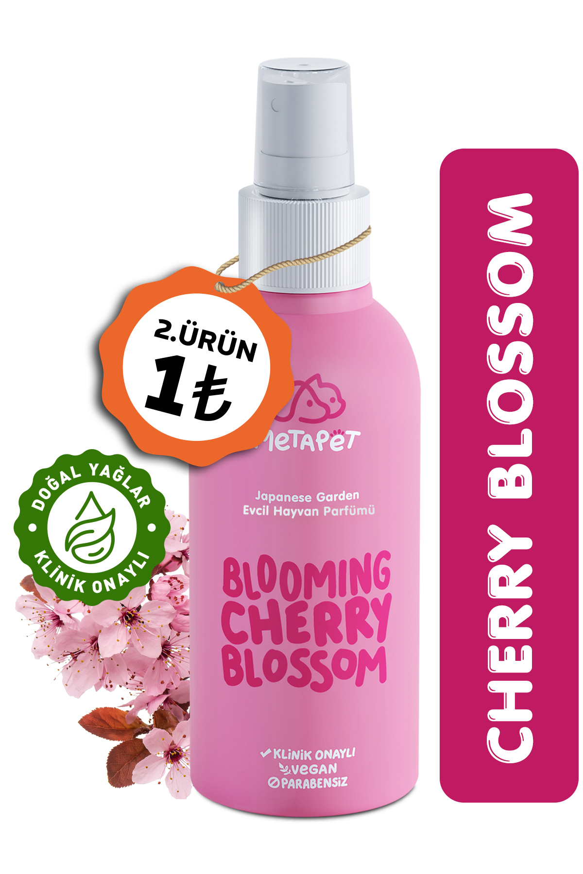 Metapet Doğal Japon Kiraz Çiçeği Evcil Hayvan Parfümü , Koku Giderici Sprey, Yavru Köpeklere Uygun 150ml