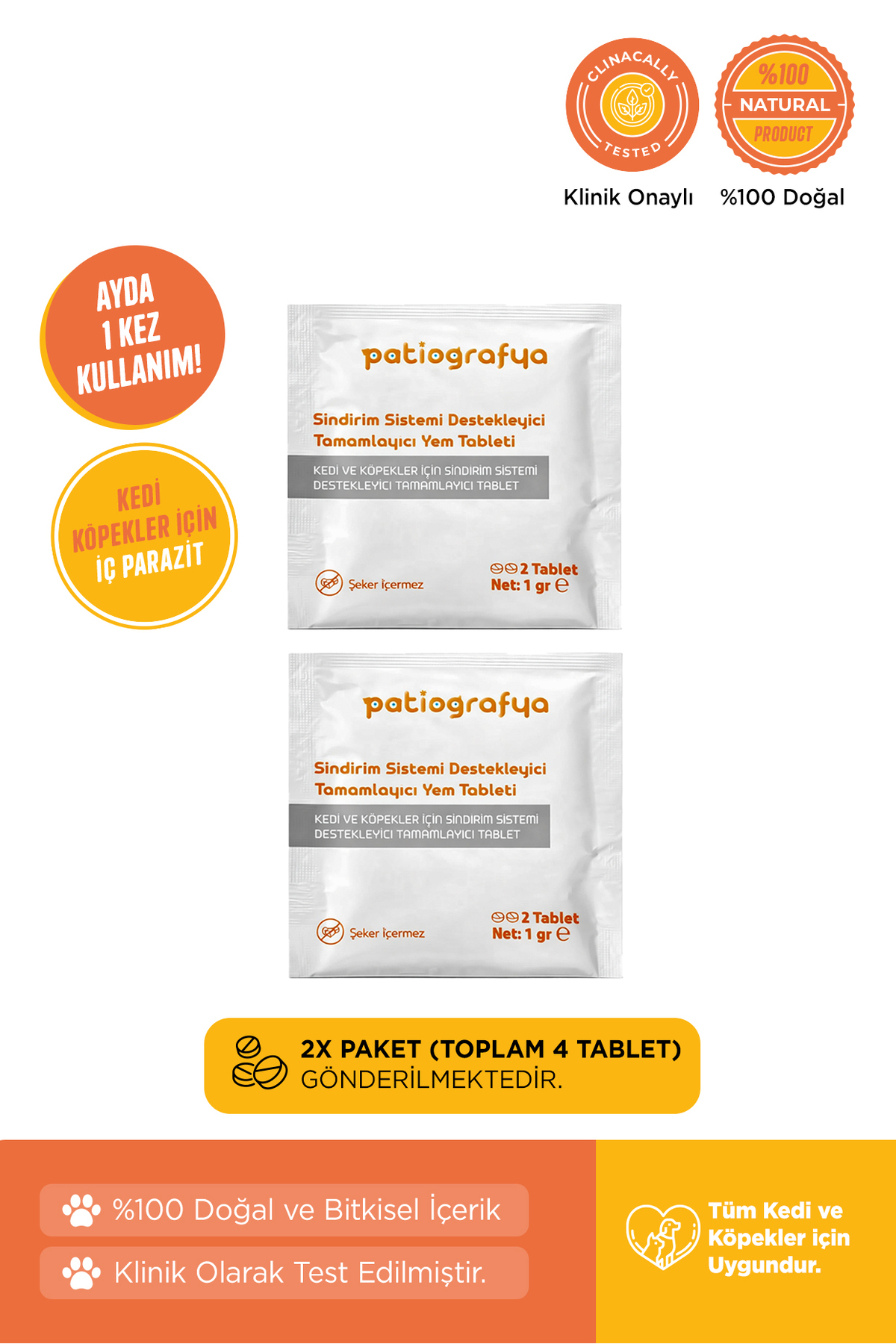 patiografya Kedi ve Köpek Parazit Tableti 4 Adet