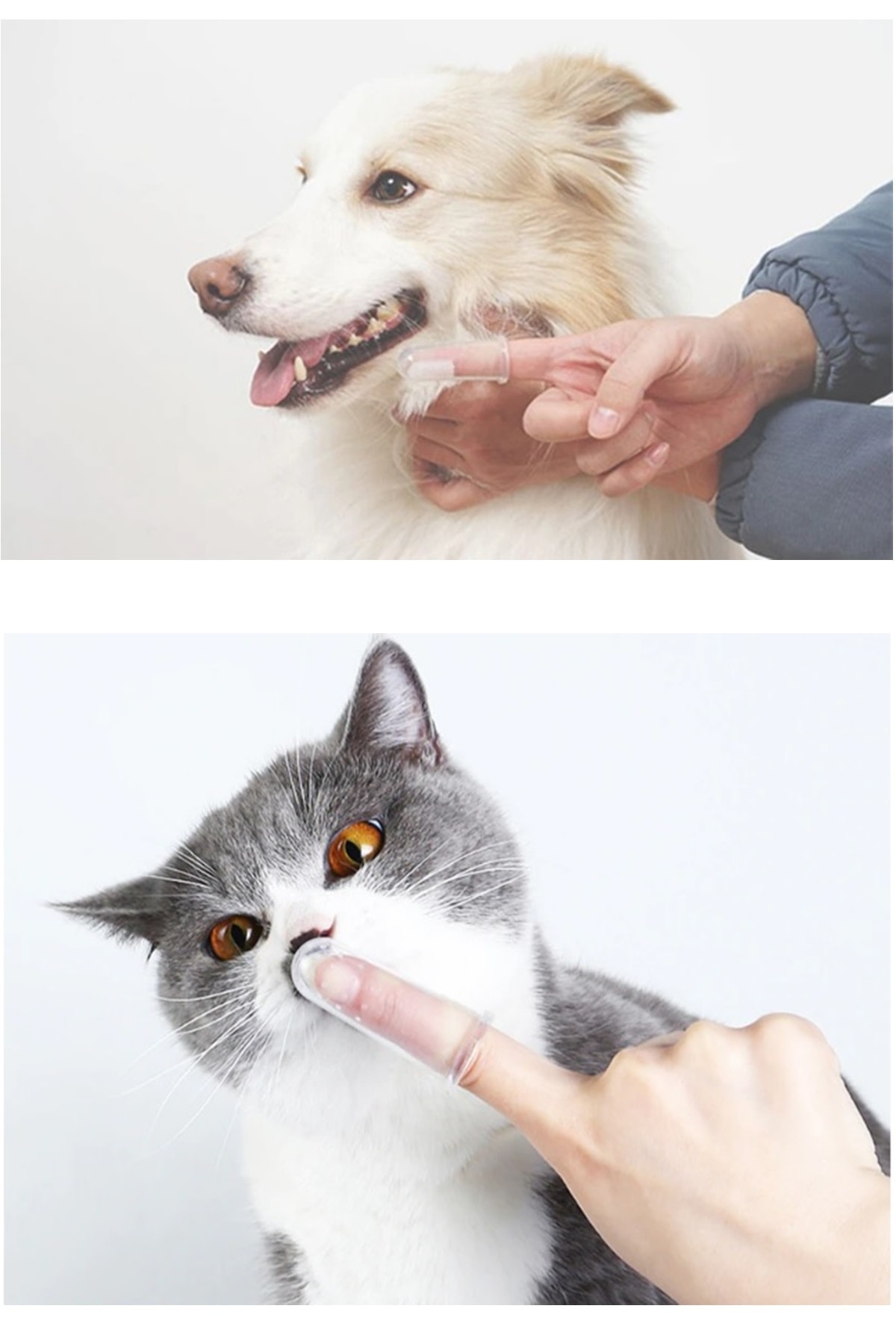 İndirimKap Silikon Kedi Ve Köpek Diş Fırçası Evcil Hayvan Diş Bakım Fırçası Yumuşak Diş Tartar Diş Fırçası - Görsel 3
