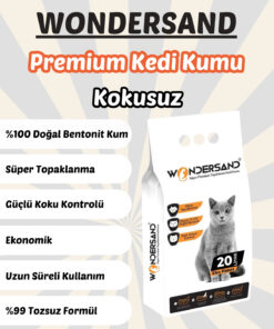 Alternative view of wondersand 20 Litre 0 Beyaz Bentonit Kokusuz Kalın Tane Kokusuz Topaklanan Premium Kedi Kumu