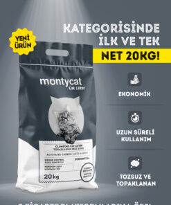 Montycat Net 20KG Kahverengi Bentonit, Ekonomik,Aktif Karbonlu, Topaklanan, Tozsuz, Koku Hapseden Kedi Kumu