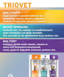 Alternative view of zentiavet Kedi Malt Set Kedi Maltı Kedi Vitamini Kedi Malt Kedi Tüy Döküm Önleyici Kedi Kusma Önleyici 3*100gr