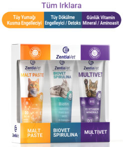 zentiavet Kedi Malt Set Kedi Maltı Kedi Vitamini Kedi Malt Kedi Tüy Döküm Önleyici Kedi Kusma Önleyici 3*100gr