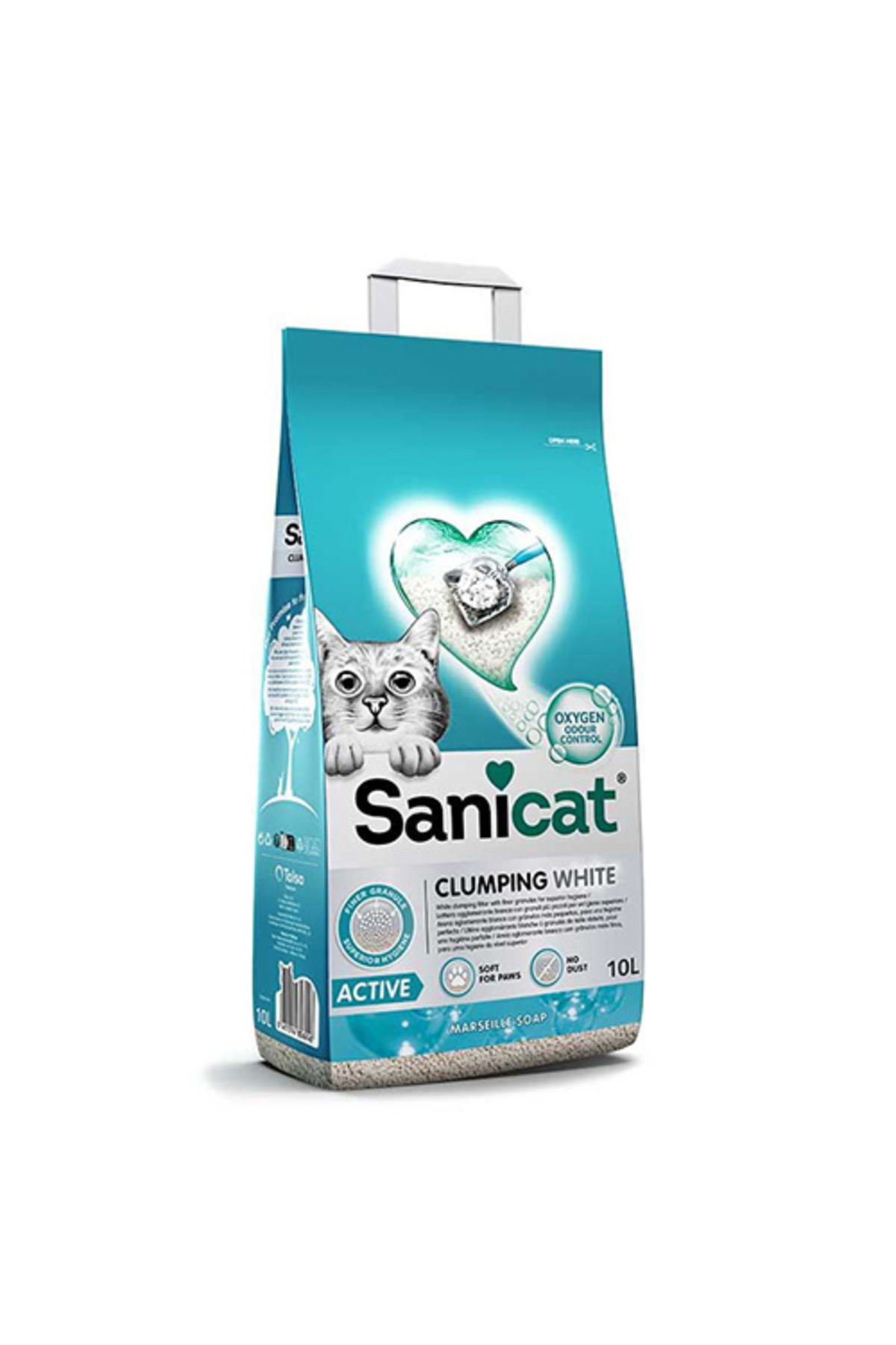 Sanicat Active Marsilya Sabunu Kokulu Topaklaşan Doğal İnce Bentonit Kedi Kumu 10 L