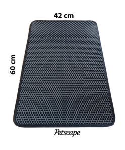 Petscape Elekli Kedi Tuvaleti Önü Paspası – Kedi Kumu Toplayıcı – Çift Katmanlı Sert Plastik 60x42cm - Gri