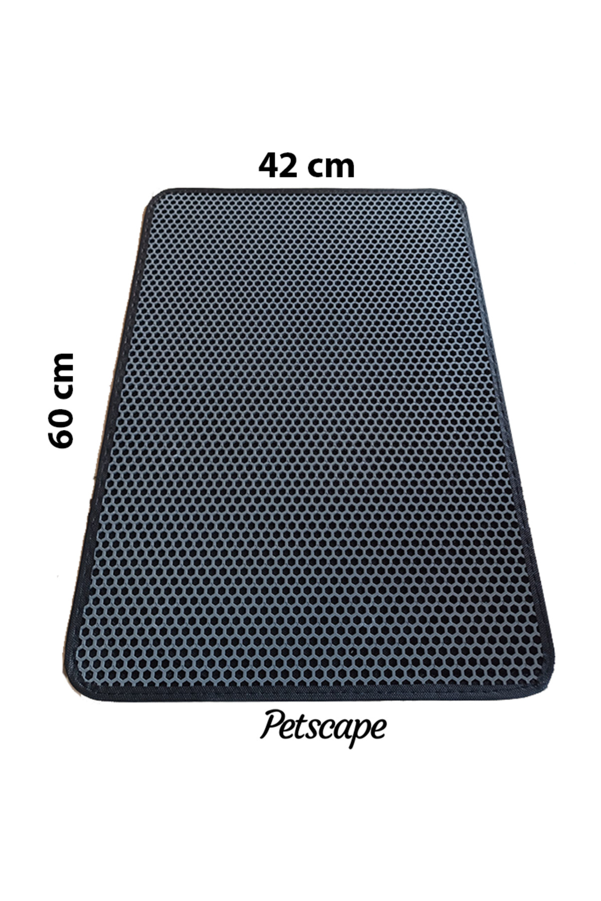 Petscape Elekli Kedi Tuvaleti Önü Paspası – Kedi Kumu Toplayıcı – Çift Katmanlı Sert Plastik 60x42cm - Gri