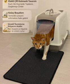 Alternative view of Petscape Elekli Kedi Tuvaleti Önü Paspası – Kedi Kumu Toplayıcı – Çift Katmanlı Sert Plastik 60x42cm - Gri