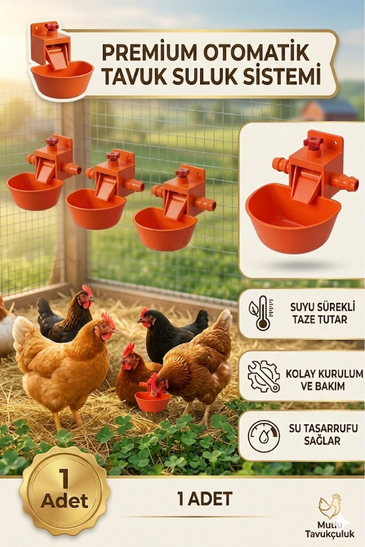 mutlu tavukçuluk Otomatik Akıllı Tavuk Civciv Suluğu Suluk 1 Adet Hindi Kaz Ördek Bıldırcın Güvercin Sülün Keklik Kuş