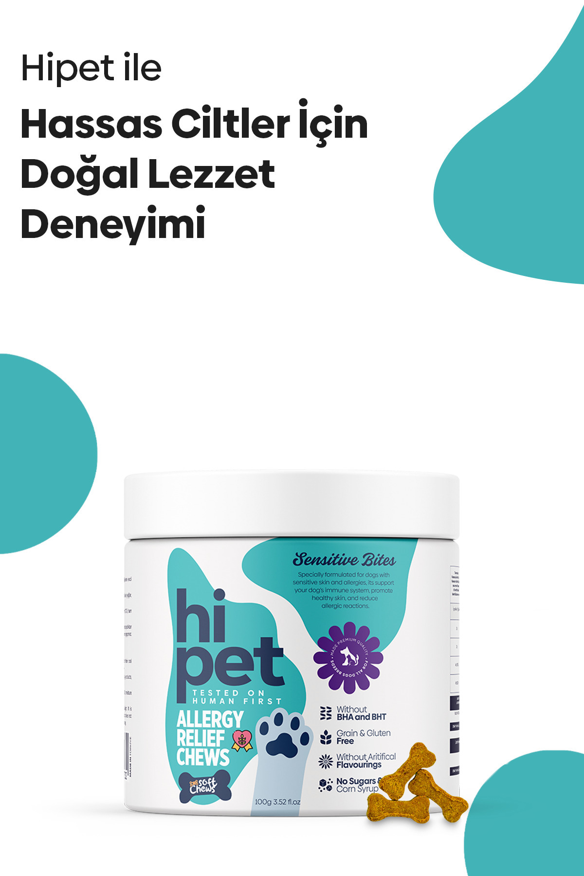 HiPet Alerjik Ciltler Için Çiğnenebilir Tablet (SENSİTİVE)