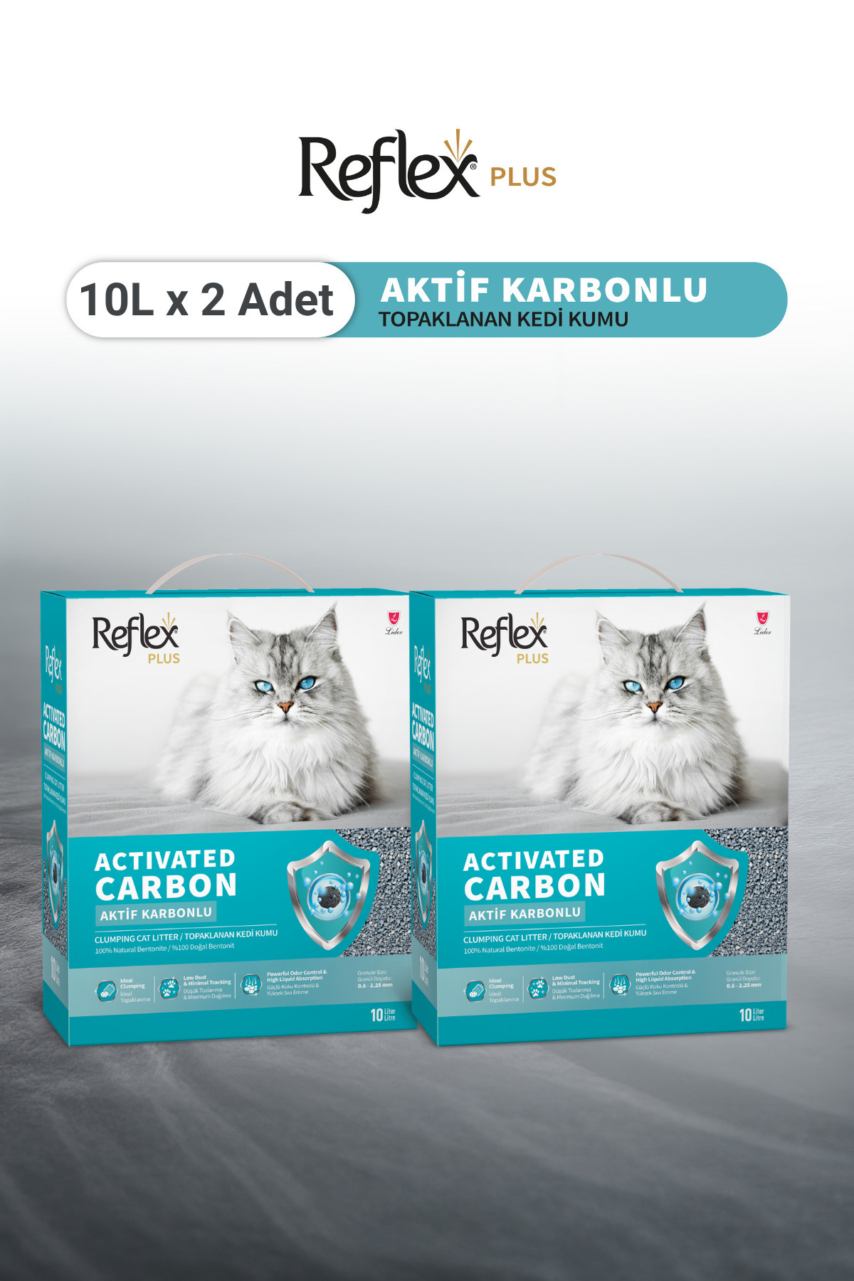 Reflex Plus Aktif Karbonlu Topaklanan Kedi Kumu 10L x 2 Adet