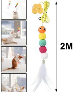 Alternative view of COZY SENSE Çıngıraklı Kedi Oyuncağı Yapışkanlı Kedi Oyun Oltası Renkli Ponponlu Oyuncak Zıplayan Top