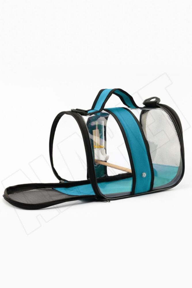 AlaPet Tünekli, Suluklu Muhabbet Kuşu Taşıma Çantası (HAVA KANALLI) Royal Milano-mavi (33CMX23CMX22CM) - Görsel 3
