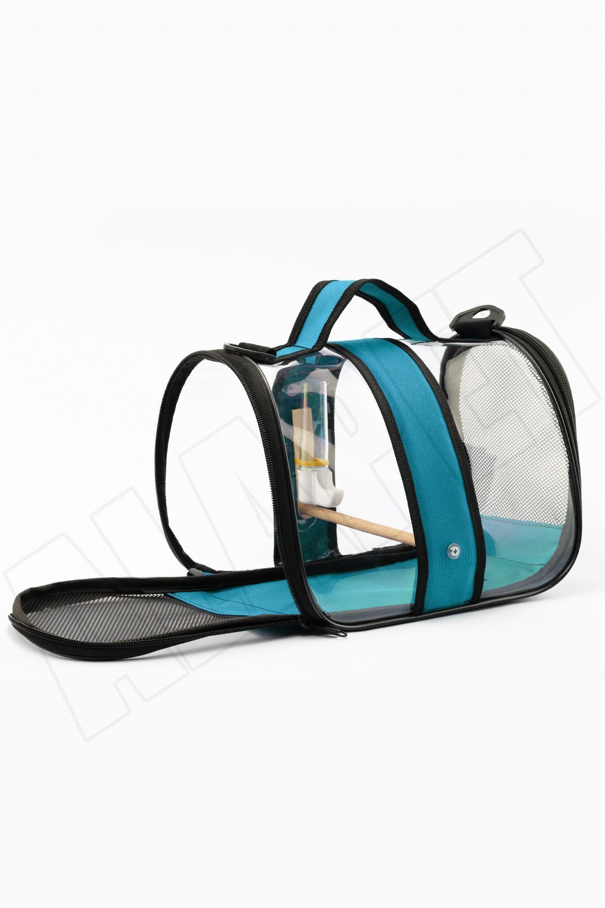 AlaPet Tünekli, Suluklu Muhabbet Kuşu Taşıma Çantası (HAVA KANALLI) Royal Milano-mavi (33CMX23CMX22CM) - Görsel 3