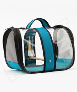AlaPet Tünekli, Suluklu Muhabbet Kuşu Taşıma Çantası (HAVA KANALLI) Royal Milano-mavi (33CMX23CMX22CM)