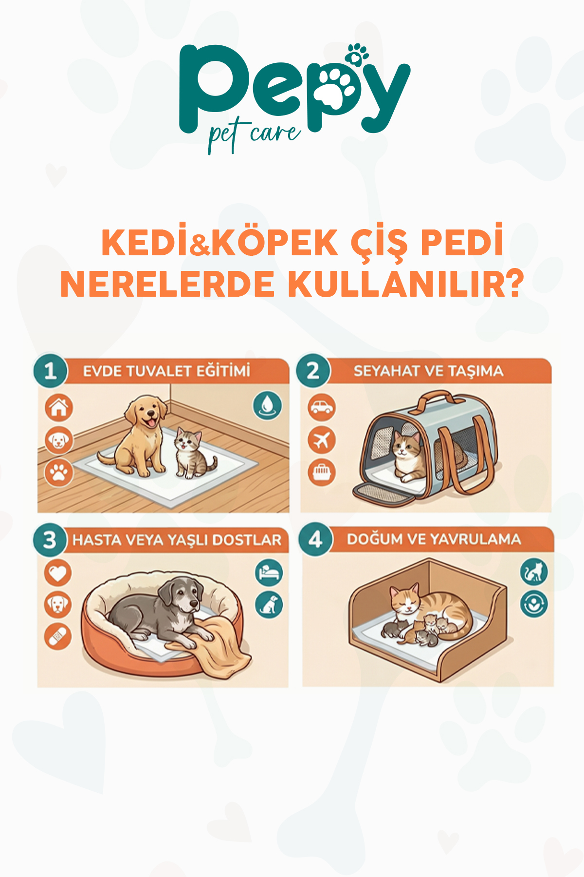 PEPY 60x90 Hijyenik Tuvalet Eğitim Pedi 30'lu 4 Paket 120 Adet - Görsel 3