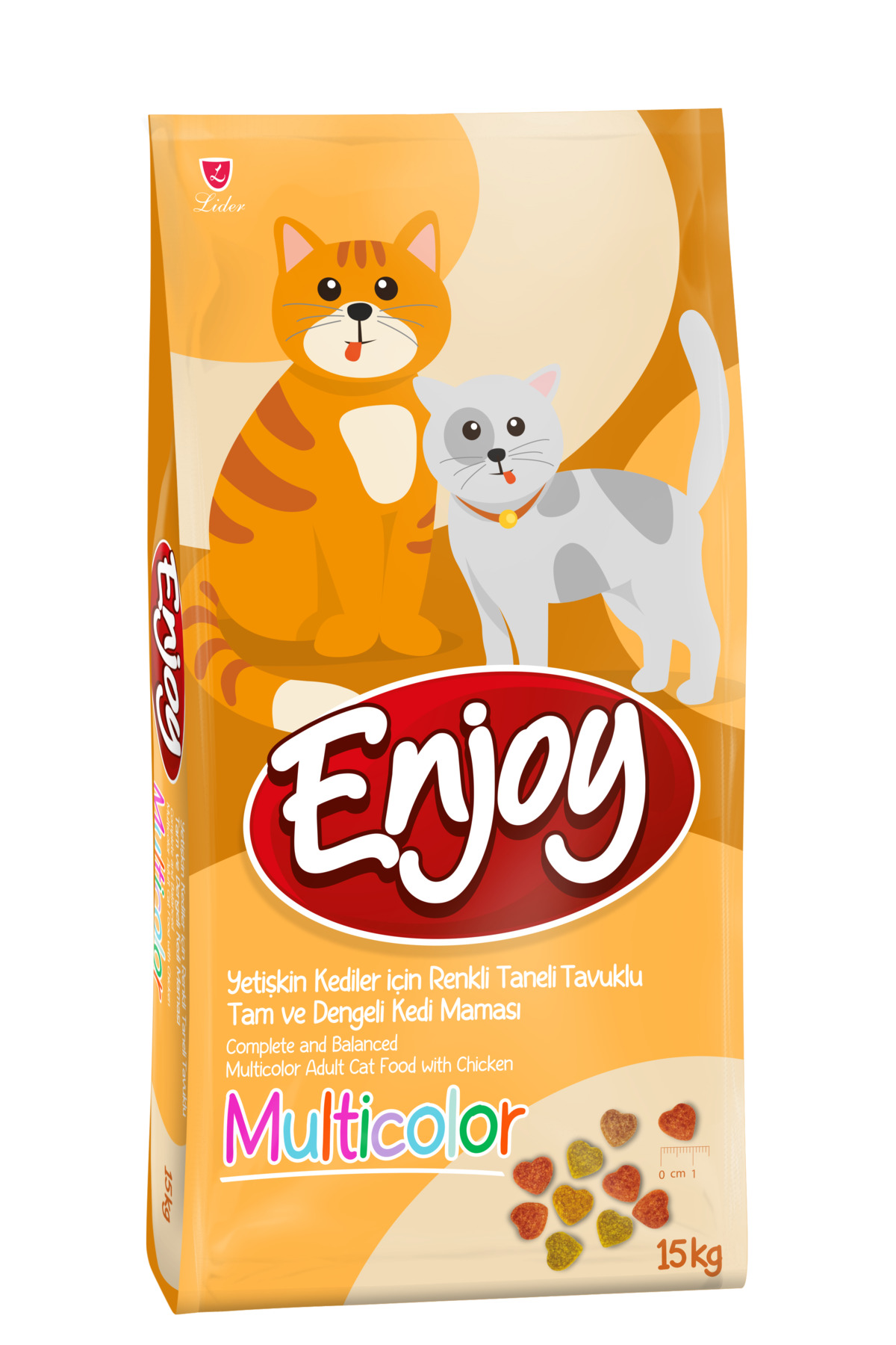 Enjoy Tavuklu Yetişkin Çok Renkli Kedi Maması 15 Kg