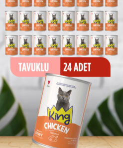King Sos İçerisinde Et Parçacıklı Tavuklu Kedi Konservesi 400 G x 24 Adet