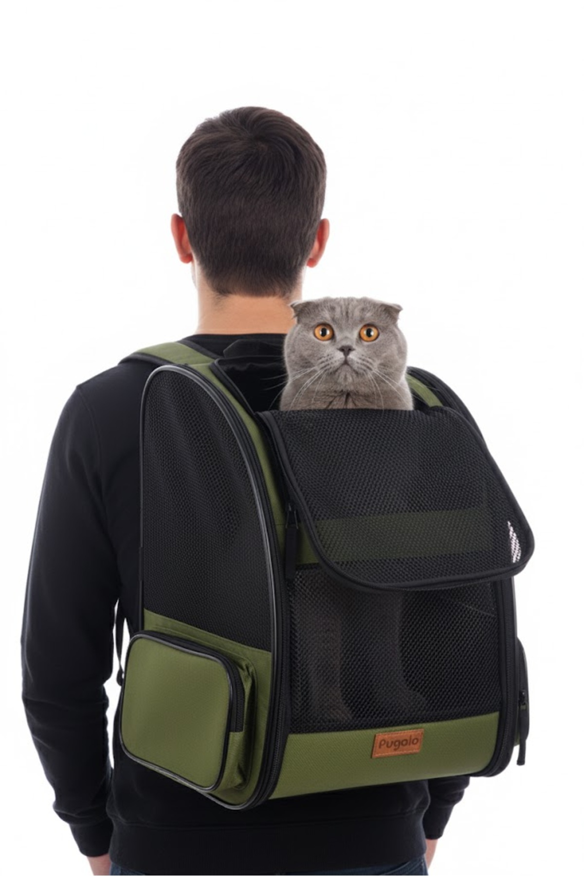 Pugalo AirMove Premium Kedi Köpek Taşıma Çantası | Silinebilir| Yırtılmaz Fileli | Bükülmez Gövde | Yeşil