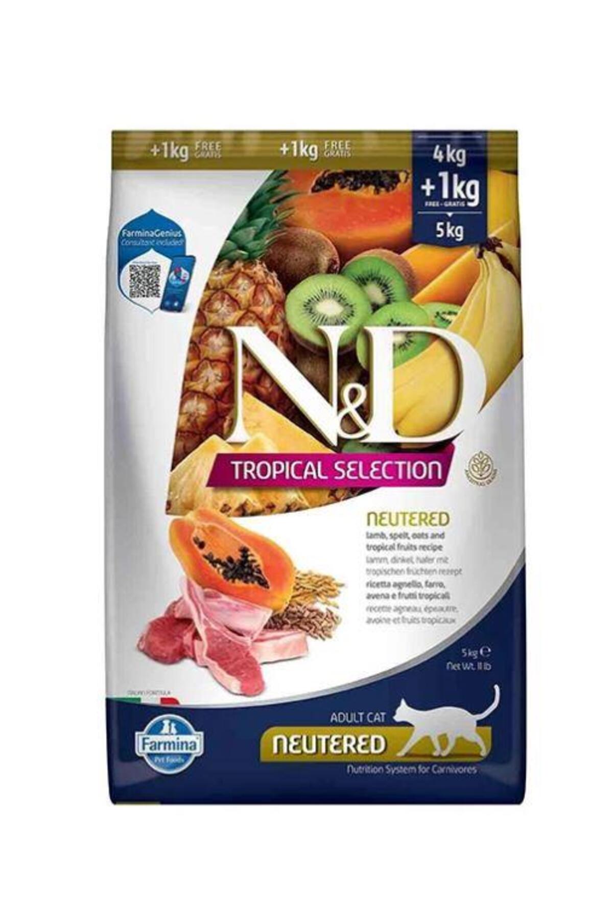 N & D Tropical Kuzu Etl, Kılçıksız Buğday ve Tropikal Meyveli Kısır Kedi Maması 5 KG