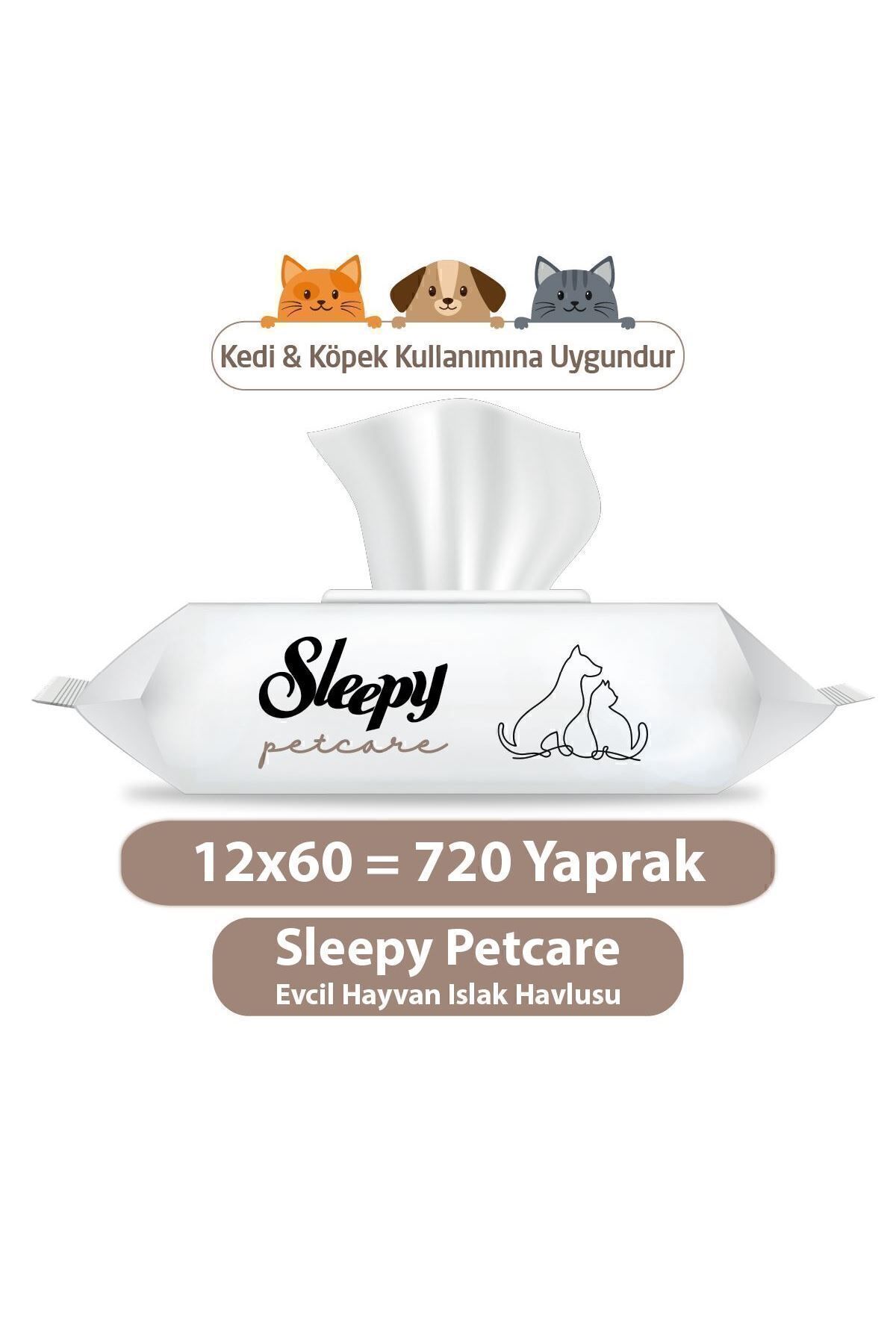 Sleepy Petcare Evcil Hayvan Islak Havlusu 12x60 Yaprak