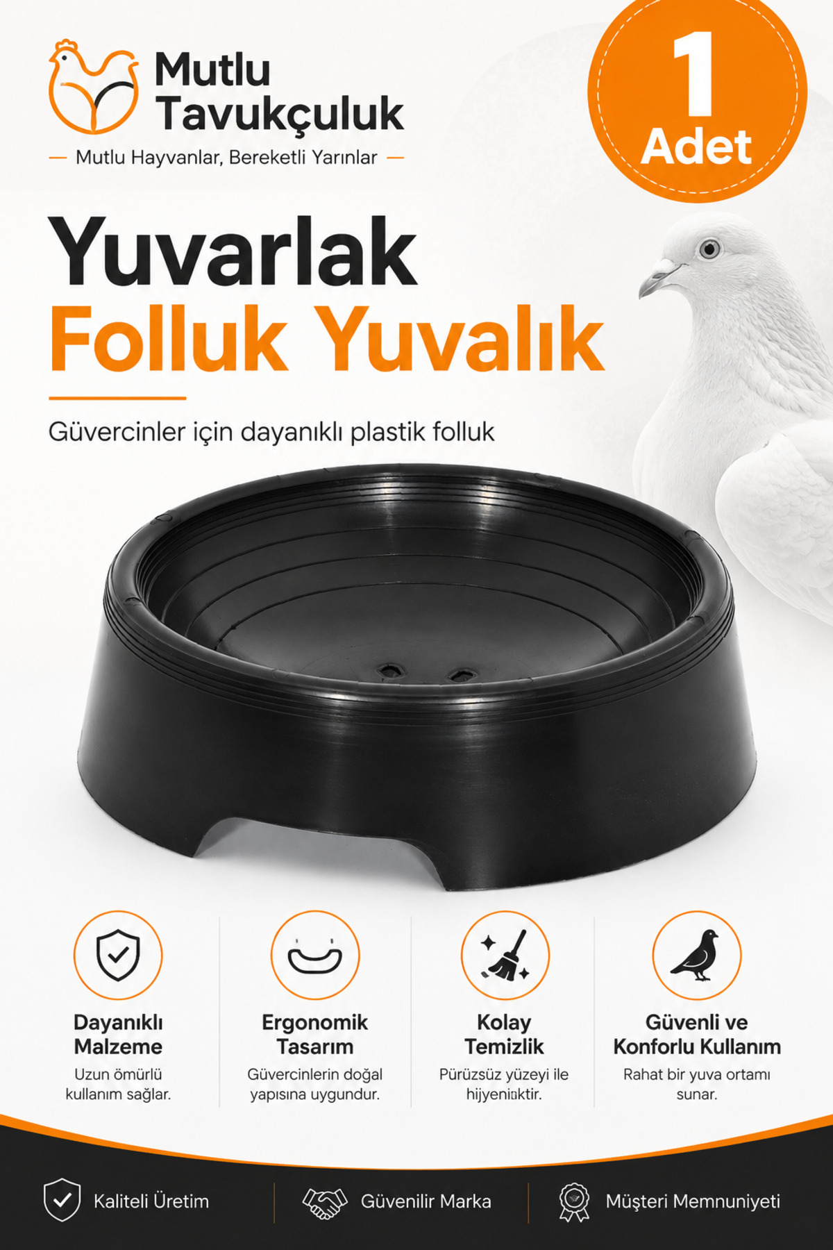 mutlu tavukçuluk Folluk Güvercin Folluğu Oval 1 Adet Yuvalık Plastik Yumurtalık Pigeon Kuş Yuva Kümes Ekipman Malzeme