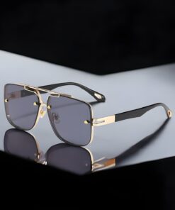 Eyesofia Aybach Lüx Unisex Altın Çerceve Siyah Güneş Gözlüğü