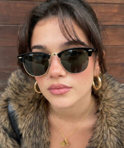 Eyesofia Clubmaster Unisex Siyah Uv400 Cam Ce Belgeli Güneş Gözlüğü