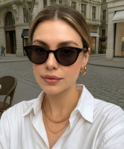 REN EYEWEAR Nora Cat Eye Güneş Gözlüğü - Siyah Ince Çerçeve Şık Kadın Model – Uv400 Koruma