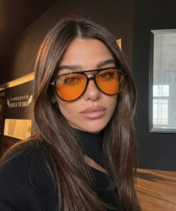 PROTCO Unisex Siyah Turuncu Camlı Damla Model Güneş Gözlüğü | UV400 Koruma