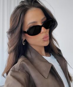 MACERATİ Cat Eye Vintage Model Oval Siyah Güneş Gözlüğü - Görsel 3