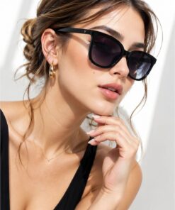 LUPİX Düz HARBY KADIN GÜNEŞ GÖZLÜĞÜ UV400 Cat Eye Siyah Kemik Siyah Saten Mat Yekpare Siyah 50 - Görsel 3