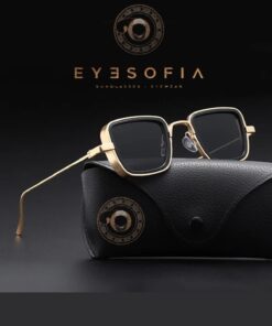 Eyesofia Leon Unisex Metal Kare Gold Siyah Güneş Gözlüğü