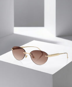 polo air UV400 Korumalı Çerçevesiz Cat Eye Kadın Güneş Gözlüğü Kahverengi Gold Renk PLG-2122C2