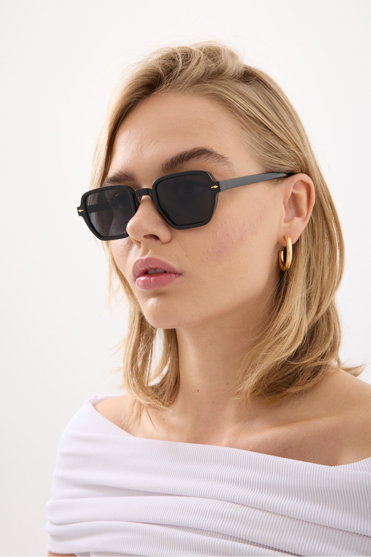 Chunky Frame Saint Unisex Siyah Lüx Kare Güneş Gözlüğü