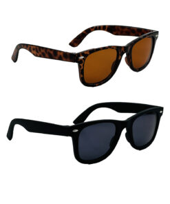 PROTCO Kadın Erkek Unisex Güneş Gözlüğü Uv 400 Leopar Desenli & Siyah Wayfarer 2'li Avantajlı Set