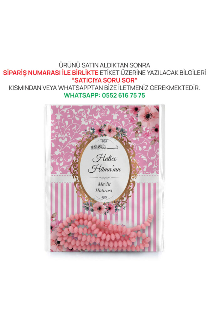 Merve Yayınları Kız Bebek Kuranı Için 10 Adet Pembe Çiçek Motifli Hediyelik Tesbihli Yasin Cüzü Kitabı Mevlit Paketi - Görsel 2