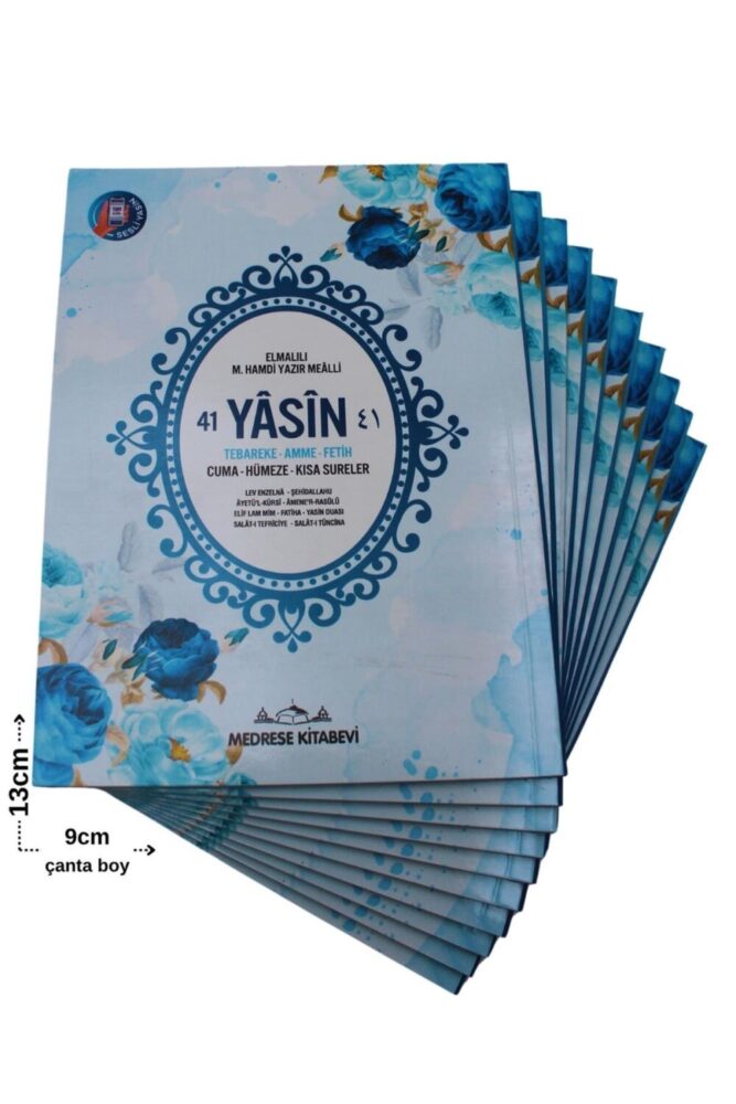 Medrese Kitab Evi Hediyelik Ekonomik 10 Adet Yasin-i Şerif Mavi 80shf Çanta Boy