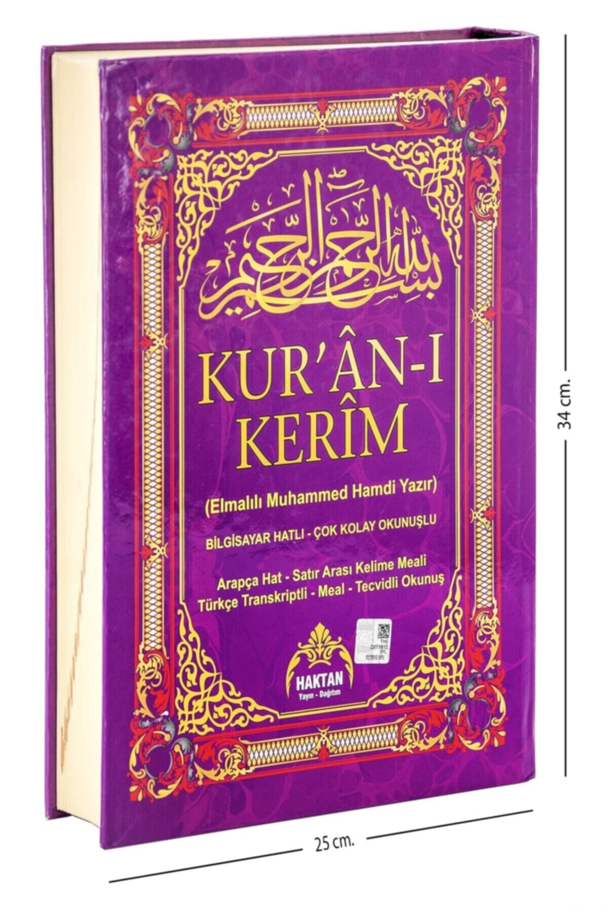 Haktan Yayın Dağıtım Kuranı Kerim Ve Satır Arası Kelime Kelime Türkçe Okunuşlu Ve Meali - 5 Özellikli - Cami Boy 25*34