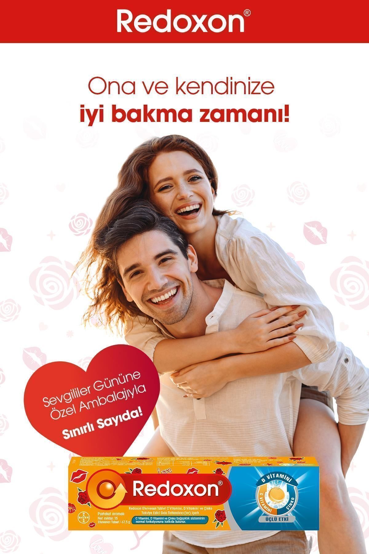 Redoxon Üçlü Etki 15 Efervesan Tablet -sevgililer Günü Özel Paketi I 1000 Mg C Vitamini, D Vitamini, - Görsel 3